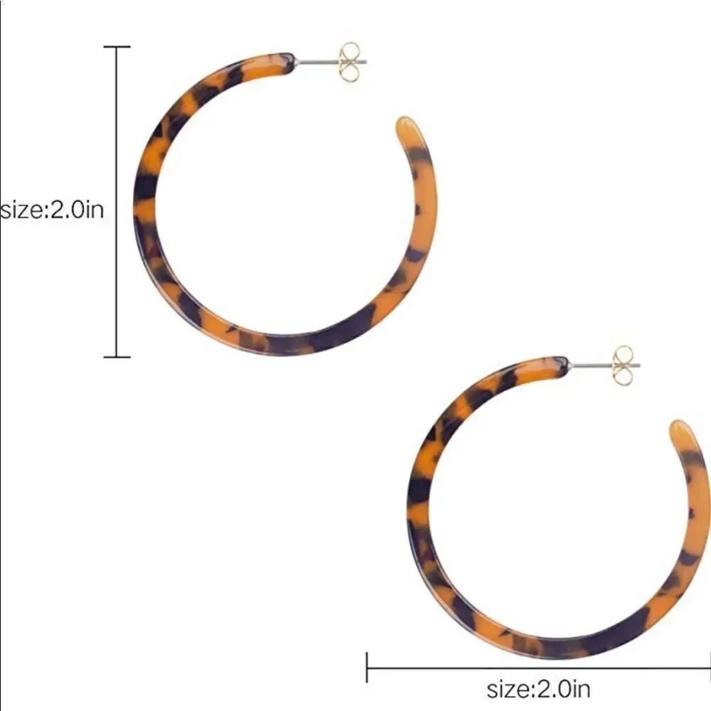 ✨ Tortoise Shell Hoops Earring✨ - Picture 2 of 3